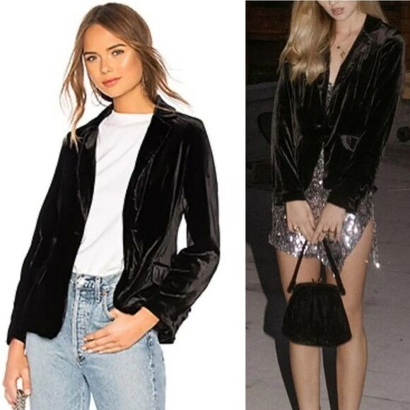 FOR LOVE AND LEMONS Velvet Jacket Blazer Small Black - Picture 1 of 8
